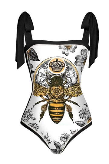 Noir Print Une Pièce Bikini Maillot de Bain